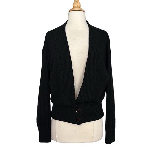 Vintage AXIOM Black Sweater Cardigan Lambswool Angora Blend Slouchy Grandpa, S - Picture 1 of 16